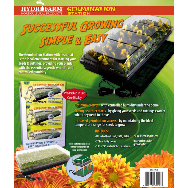 Hydrofarm Jump Start CK64050 Germination Station With Heat Mat, Tray